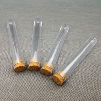 12pcs 16x100mm Transparent Plastic Test Tubes With Corks Party Candy Bottle with Round BottomWedding Gift Vial