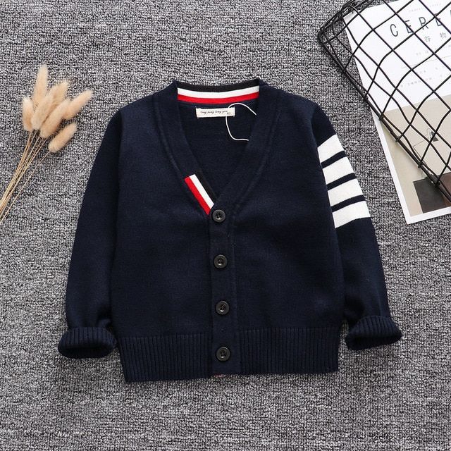 ins-kids-boys-fashion-v-neck-cardigan-korean-style-long-sleeve-strip-sweater-childrens-knitted-cardigan-sweater-tp19036