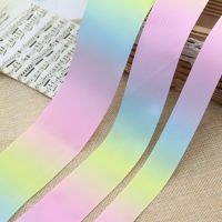 Pretty 25mm 40mm 50mm (1 meter/lot) gradient colors rainbow printed grosgrain ribbon DIY Wrapping Wedding Party Hair Bow Decor Gift Wrapping  Bags