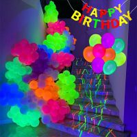 10/20/30Pcs Neon Happy Birthday Balloons 12inch UV Glow Balloons Blacklight Latex Globos Kids Baby Shower Birthday Party Decor Balloons
