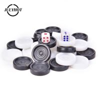 30pcs Plastic Black White Checkers Backgammon Chess Pieces With 2 Dice Home Party Table Board Game Accessaries For Adults Kids