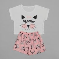 Pajamas for Women Cartoon Letter Print Top Short Sleeve Shorts Set O-Neck Cotton Sleepwear Girl Cute Fashion Home Clothes Summer