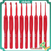 OKDEALS อลูมิเนียมอลูมินัม ตะขอโครเชต์ถัก สีแดงเเดง นุ่มนุ่มๆ เข็มถักโครเชต์ หัตถกรรมหัตถกรรมหัตถกรรม เข็มถักนิตติ้ง เครื่องมือถักด้วยมือ