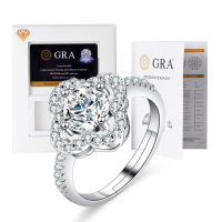 [COD] ร้อนแรง GRA Moissanite Set แหวนเงินแท้ใหม่หญิงโคลเวอร์สี่ใบแหวนหนึ่งกะรัตสดระเบิด