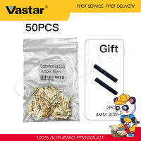 Vastar หมุดแบบกดเชื่อมสายกับแท่น50ชิ้น,เทอร์มินอลต่อสาย0.5-1.5มม. แบบเหลี่ยม