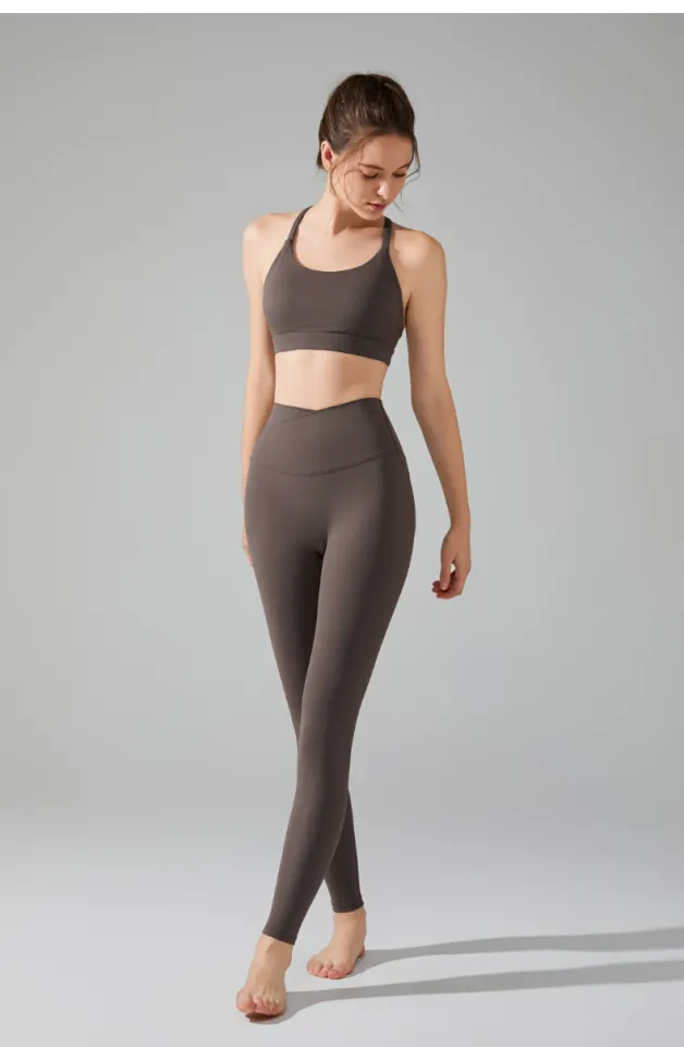 YueJi Cross Waist Yoga Pants for Women Tummy Control High Waist Tights  Leggings Sport Pants