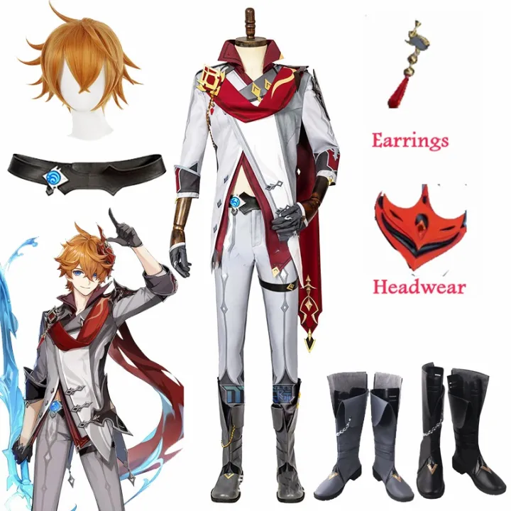 Genshin Impact Tartaglia Cosplay Costume Game Suit Tartaglia Wigs Anime ...