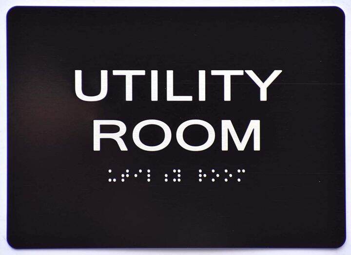 Utility Room Sign -BlackAluminium BlackSilverSize x The Sensation line