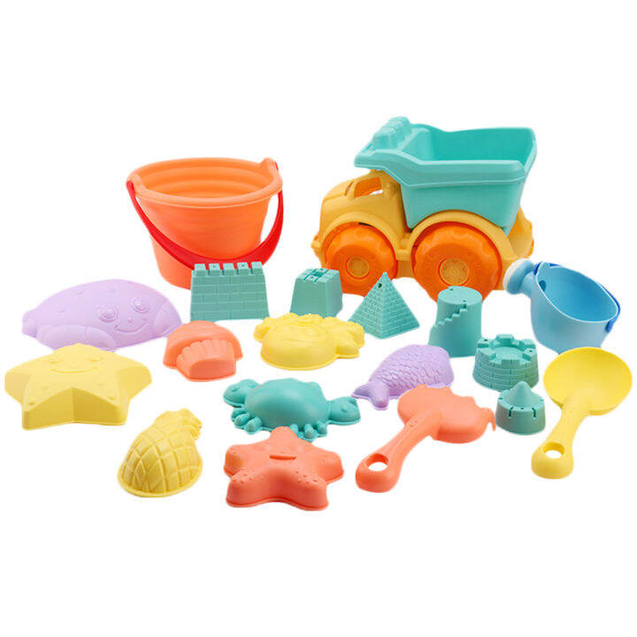 Sand Toys 19Pcs Beach Sand Toys Set for Kids with Assembled Sand Water