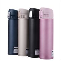 【CW】480ml Stainless Steel Thermos Vacuum Flasks Coffee Mug Travel Thermal Cup Portable Water Bottle with Pop-Up Lock Lid