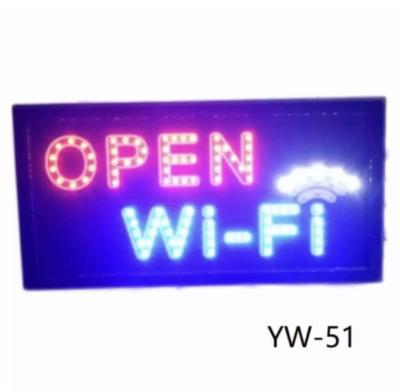 ป้ายไฟLED OPEN Wi-Fi ป้ายไฟสำเร็จรูป ขนาด48*25 ซม. อักษร ตกแต่งหน้าร้าน LED SIGN ข้อความ YW-51