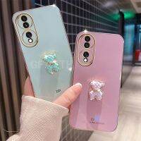 สำหรับ Huawei HONOR90 5G เคสโทรศัพท์แฟชั่นใหม่เคสนิ่มชุบขอบเรียบรูปหมีน่ารักป้องกันเลนส์กล้อง Honor90Lite Honor70Lite