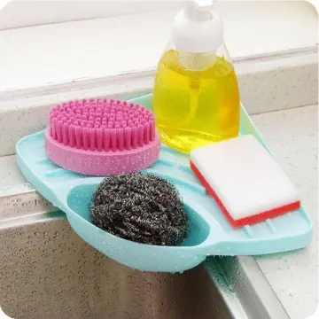 Kitchen Sink Caddy Sponge Holder Scratcher Holder Cleaning Brush Holder Sink Organizer(Grey)