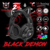 รับประกัน 2 ปี Onikuma K9 Black Demon Gaming Headset หูฟังเกมส์มิ่ง หูฟังเล่นเกมส์ สีชมพูมีหูแมวน่ารักประดับ เสียงดังฟังชัด ไมโครโฟนตัดเสียงรบกวน