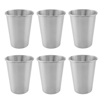 6Pcs Stainless Steel Beer Cup Cold Water Drinks Cup Household Office Use Gargle Cup Beer Wine Cup 350ML