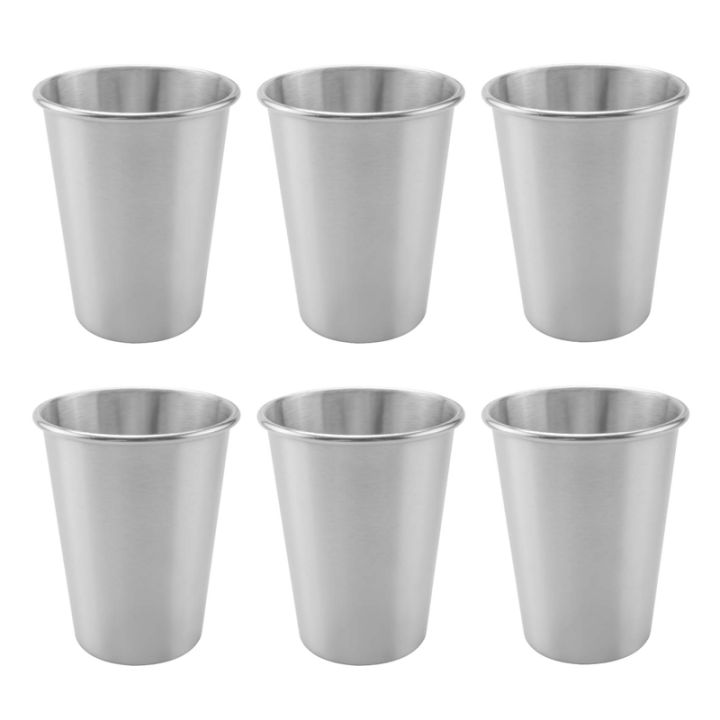 6pcs-stainless-steel-beer-cup-cold-water-drinks-cup-household-office-use-gargle-cup-beer-wine-cup-350ml