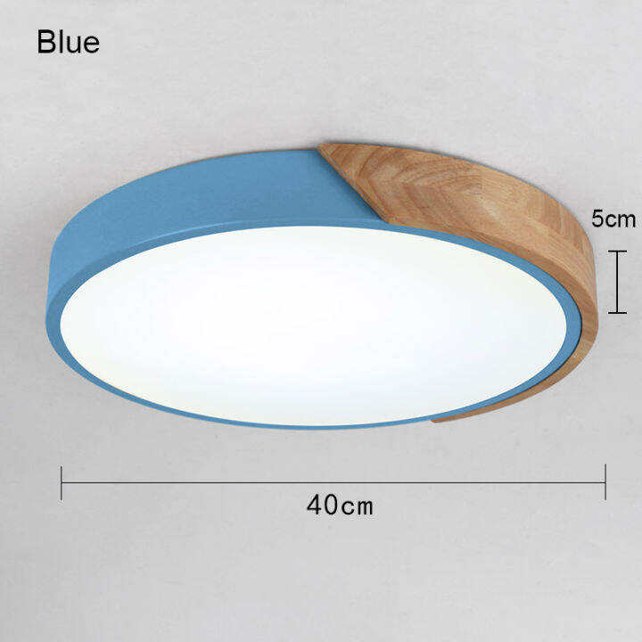 E Log Ceiling Light 40Cm Blue Ceiling Light Flat Modern Round Lighting Fixture Cold White Light