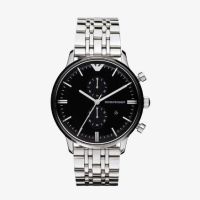 นาฬิกาข้อมือผู้ชาย Emporio Armani Classic Chronograph Black Dial - Silver AR0389