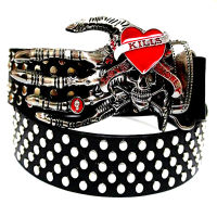 2020 Fashion men Punk belt skull street dance full rivet belts heavy metal rock belt Hip hop nightclub skull belt personality