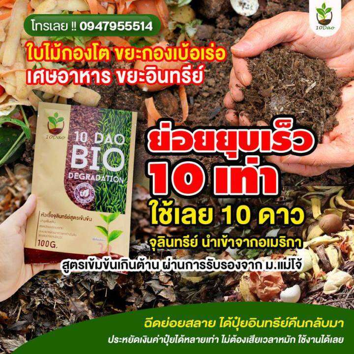 ส่งฟรี-10ดาว-ไบโอจุลินทรีย์-10-dao-bio-3-ซอง-ช่วยย่อยสลายฟาง-สสายหญ้า-ตอซังข้าว-กองใบไม้-หัวเชื้อจุลินทรีย์