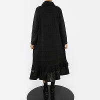 SuperAen Thickened A-line 2021 Winter New Simple Turtleneck Flounced Edge Casual Dress for Women