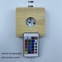 3D Control Lighted Home Art Lamp Crystal With Laser Wood Base Dimmable Remote Night Wooden Led