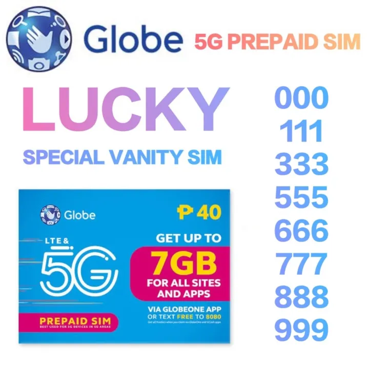 GLOBE 5G PREPAID SIM SPECIAL NUMBER / VANITY NUMBER 000 111 333 555 666