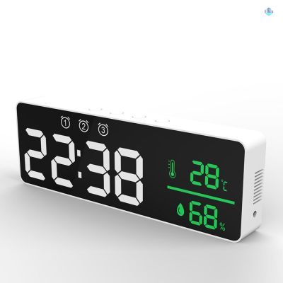 wuhau นาฬิกาปลุกดิจิทัล LED ปรับอุณหภูมิความชื้นได้ อเนกประสงค์ ชาร์จ USB x78