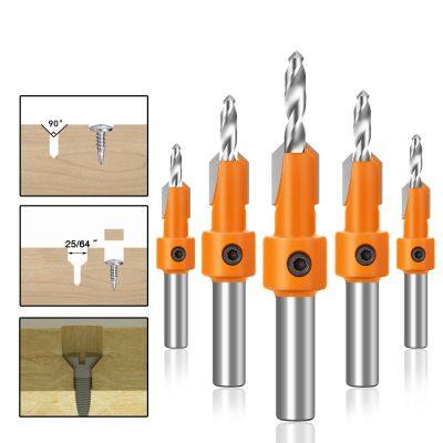 8mm Shank HSS Woodworking Countersink Router Bit Screw Extractor Remon Demolition for Wood Milling Cutter Wookworking Tools