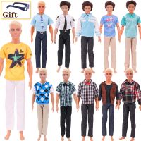 Ken Doll Clothes Handmade T-shirt TrousersJacket Shorts Suitable For 30cm Doll Fashion Outfit Casual Clothing Free Glasses