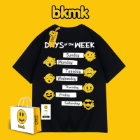 เสื้อยืดแขนสั้น Bkmk Smiley,เสื้อยืดคู่รักแฟชั่นแบรนด์ไฮสตรีทสำหรับฤดูร้อน