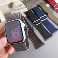 สายไนลอนสำหรับสายคาด Apple Watch 49มม. พิเศษ44มม. 45มม. 40มม. 41 42 38มม. 4 3 2สายรัดข้อมือนาฬิกาอัจฉริยะเปียอีลาสติกหัวเข็มขัดเลื่อนสำหรับ IWatch Series 7 6 5 SE 8