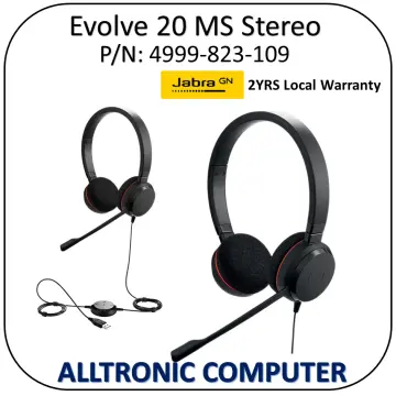 Jabra EVOLVE 20 MS Stereo Black USB Professional Headset with Easy Call  Management and Great Sound for Calls and Music 4999-823-109 