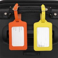 【DT】 hot  Colorful PU Leather Suitcase Luggage Tag Label Bag Pendant Handbag Portable Travel Accessories Student Name ID Card Badge Holder