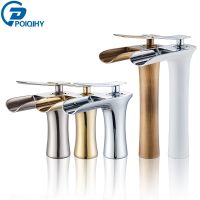 Basin Faucets Waterfall Bathroom Faucet Single Handle Basin Mixer Tap Antique Faucet Brass Sink Water Crane Faucet for Bathroom