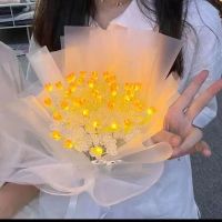 520 ช่อดอกไม้ดอกทิวลิปแฮนด์เมด DIY ชุดวัสดุทำเองให้ของขวัญสร้างสรรค์ช่อดอกไม้เรืองแสงวันแม่
