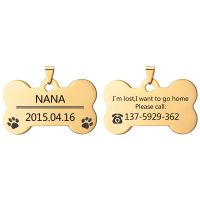 Drop Shipping Paw Shape Dog ID Tag สลักชื่อ ID สุนัข Tags Pet Collar จี้ฟรีแกะสลักชื่อและหมายเลขโทรศัพท์