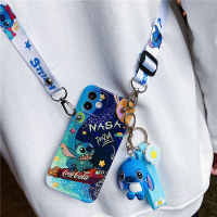 Stitch Cartoon Mobile Phone Case with Lanyard for iPhone 78 plus xxs xr xsmax 11 pro max 12pro max Cute phone Shell