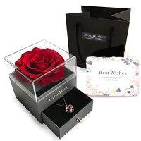 Rose Flower Jewelry Gift Box Ring Earring Necklace Storage Boxes Wedding Christmas Gift Packaging Display Acrylic Jewellery Case