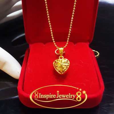 Inspire Jewelry จี้หัวใจตอกลายฉลุสีทองพร้อมสร้อยคอสีทอง  gold plated ตามภาพ คือยาว 18 นิ้ว งานแบบร้านทอง