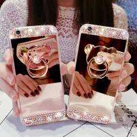 【 AN boutique 】 คริสตัลหรูหราพร้อมที่วางโทรศัพท์สำหรับ iPhone 14 13 12 11 Pro X XR Xs Max 7 8 Plus 13Mini Diamond Rhinestone Mirror Cover