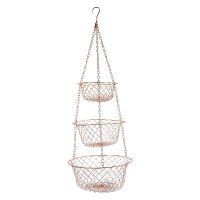 3 Tier Fruit Basket, Vegetable Kitchen Storage Basket Chain Hanging Space Saving Fruits, Plants Storage Basket