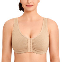 Womens Racerback Front Closure Post Surgery Wireless Comfort Cotton Bra Plus Size