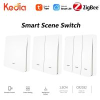 Zigbee Tuya saklar Pintar 1/2/3 gang nirkabel tombol tekan dinding saklar adegan bertenaga baterai rumah pintar kendali jarak jauh