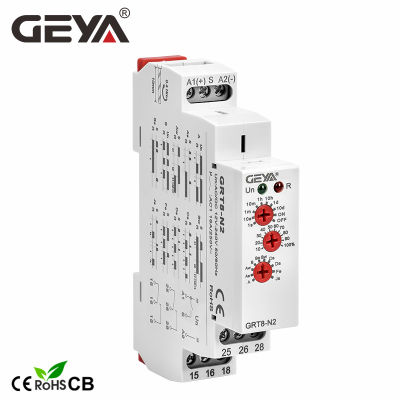 จัดส่งฟรี GEYA GRT8-N ขยายมัลติฟังก์ชั่เวลารีเลย์ที่มี10ฟังก์ชั่น AC DC 12โวลต์24โวลต์220โวลต์230โวลต์จับเวลาล่าช้ารีเลย์16A