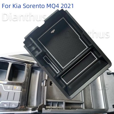 สำหรับ Kia Sorento MQ4 2021ที่เท้าแขนคอนโซลกลางรถที่ถาดจัดระเบียบด้านในกล่องเก็บของอุปกรณ์เสริม ABS