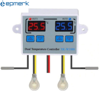 [electronicshop]110-220V Digital Dual Temperature Controller L-ED องศาเซลเซียส Thermostat Regulator ความร้อน Cooling อุณหภูมิควบคุมกันน้ำ Probes สำหรับ Cooler เครื่องทำความร้อน Aquarium