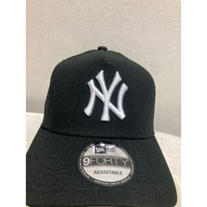 หมวกแก๊ป-ลายโลโก้-trucker-ny-yankees-สีขาว-ดํา-เหล็ก-uv