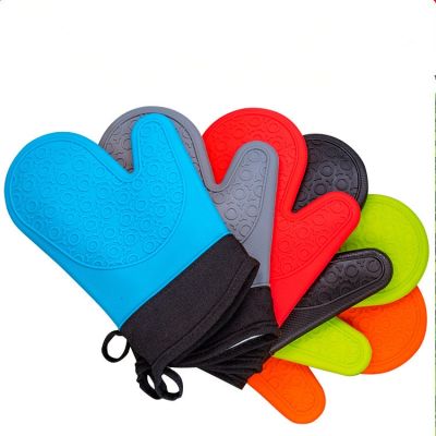 Silicone Baking Gloves Anti-scald High-temperature Gloves Non-slip Waterproof Double-layer Thickened Cotton PM0376-PM0381