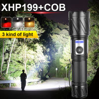 ไฟฉายแรงสูง ไฟฉาย XHP199 3COB อลูมิเนียมอัลลอยด์ led Flashlight with 1*18650 battery 6 Modes 100W 16 core Super Most Powerful Flashlight ไฟฉายชาร์จได ไฟฉายเดินป่า